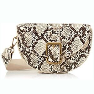 The Drop Helen Saddle Crossbody Bag – Sand Snakeskin – One Size